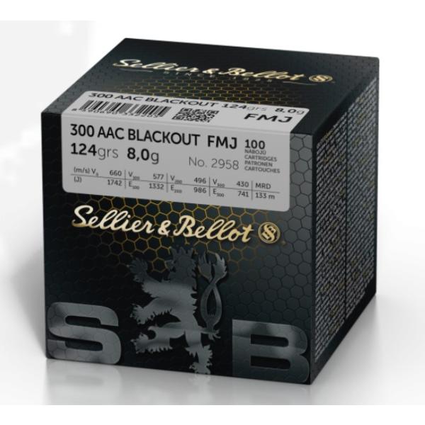 NABOJ SELLIER & BELLOT .300 AAC BLACKOUT FMJ 124 GR 100/1