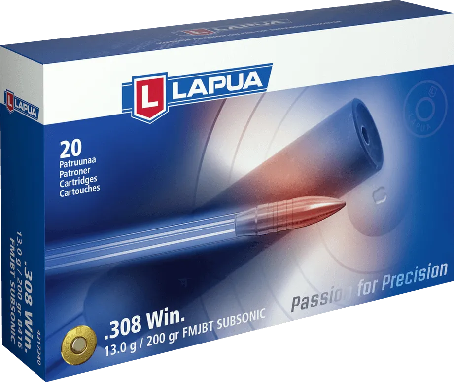 Logotip za lapua je bel z rdeče belim logotipom na modrem ozadju